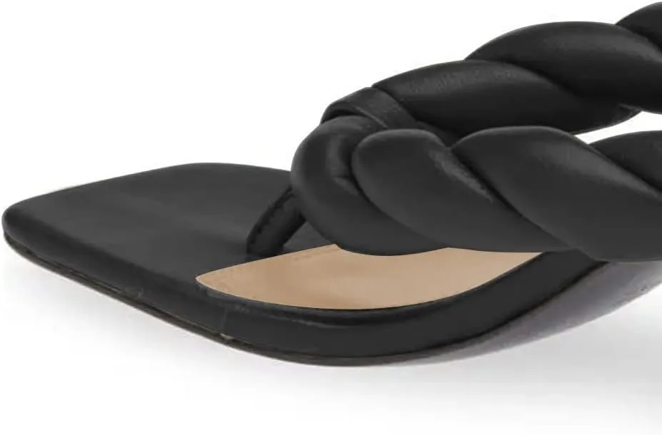 FOWT Women Square Split Toe Mules Block Mid Heel Flip Flops Slip on Fashion Outdooe Slipper Shoes Size 4-16 US