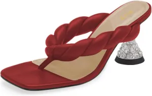 FOWT Women Square Split Toe Mules Block Mid Heel Flip Flops Slip on Fashion Outdooe Slipper Shoes Size 4-16 US