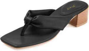 FOWT Women Square Split Toe Mules Stacked Block Low Heel Flip Flops Slip on Casual Slippers Outfit Daily Shoes Size 4-16 US