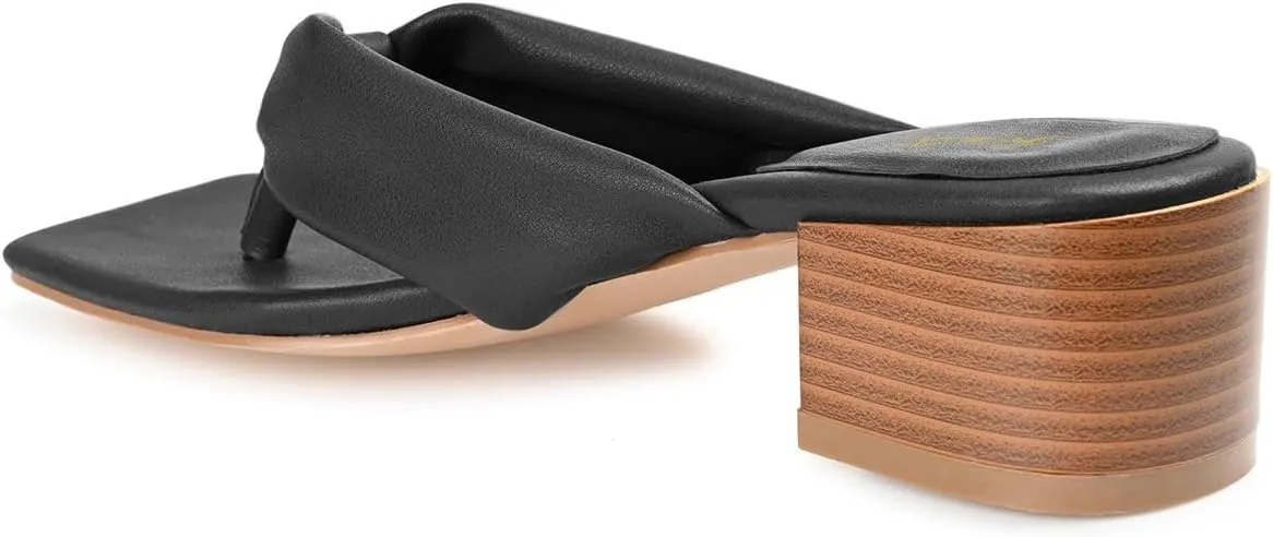 FOWT Women Square Split Toe Mules Stacked Block Low Heel Flip Flops Slip on Casual Slippers Outfit Daily Shoes Size 4-16 US