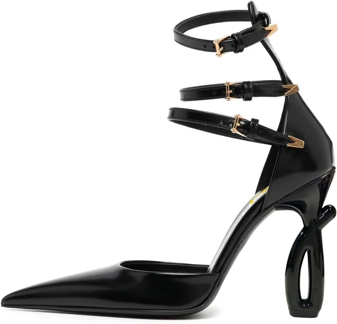 FSJ Women Pointed Toe Adjustable Ankle Straps Sandals Special High Heel Ladies Summer Party Dating Daily Shoes Size 4-15 US