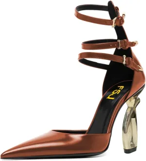 FSJ Women Pointed Toe Adjustable Ankle Straps Sandals Special High Heel Ladies Summer Party Dating Daily Shoes Size 4-15 US