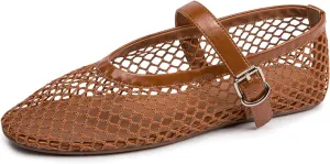 FUNKYMONKEY Women's Mesh Ballet Flats Casual Round Toe Mary Jane Flats Shoes