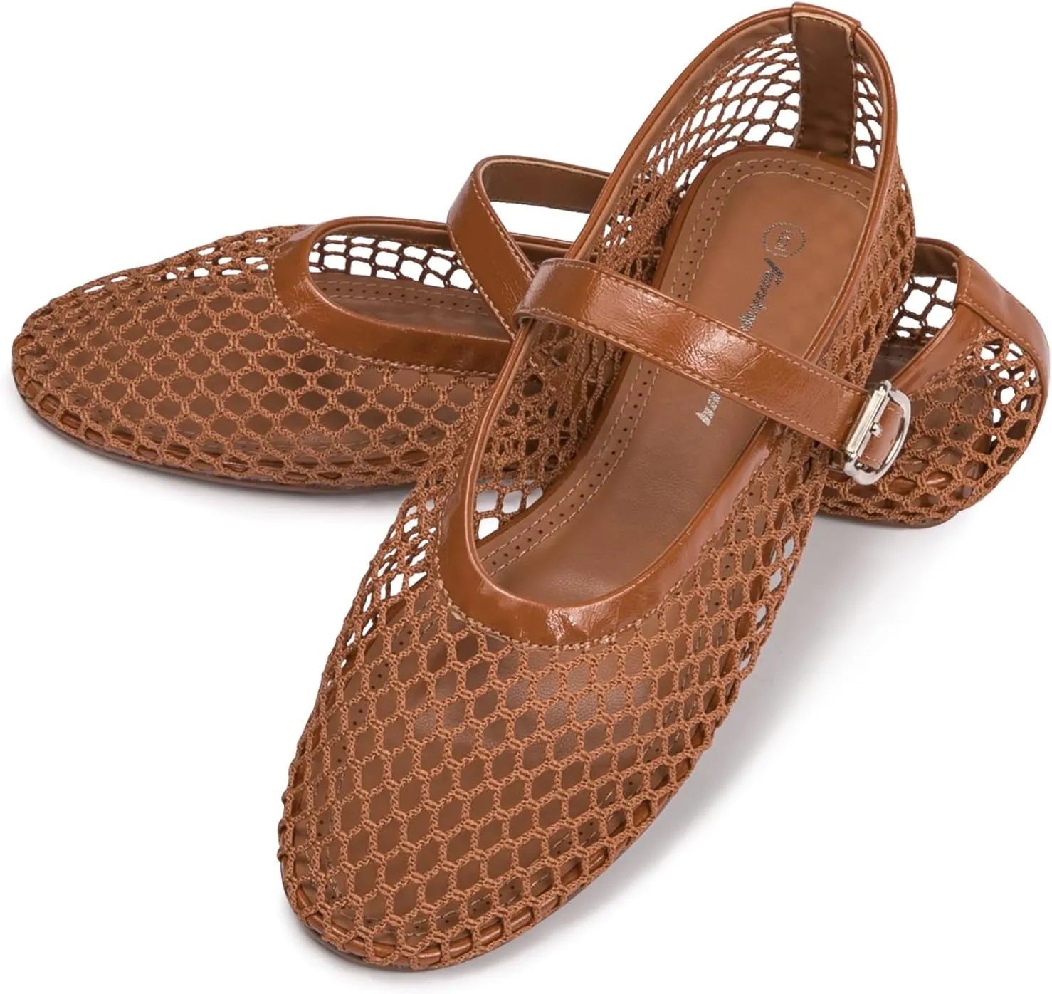 FUNKYMONKEY Women's Mesh Ballet Flats Casual Round Toe Mary Jane Flats Shoes