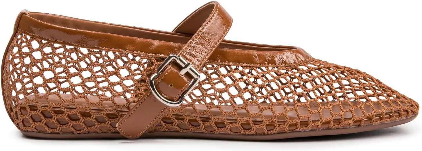 FUNKYMONKEY Women's Mesh Ballet Flats Casual Round Toe Mary Jane Flats Shoes