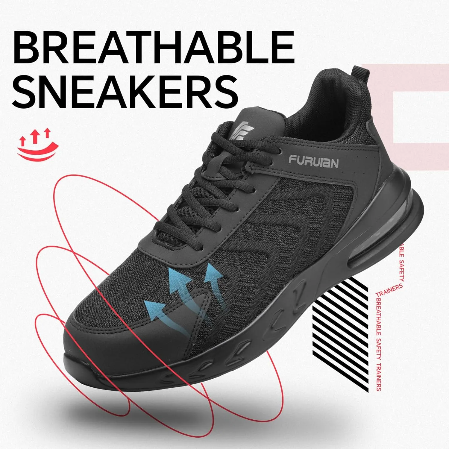 Furuian Steel Toe Shoes for Men Women with Air Cushion Safety Shoes Lightweight Composite Toe Shoes Non Slip Steel Toe Sneakers Indestructible Work Shoes