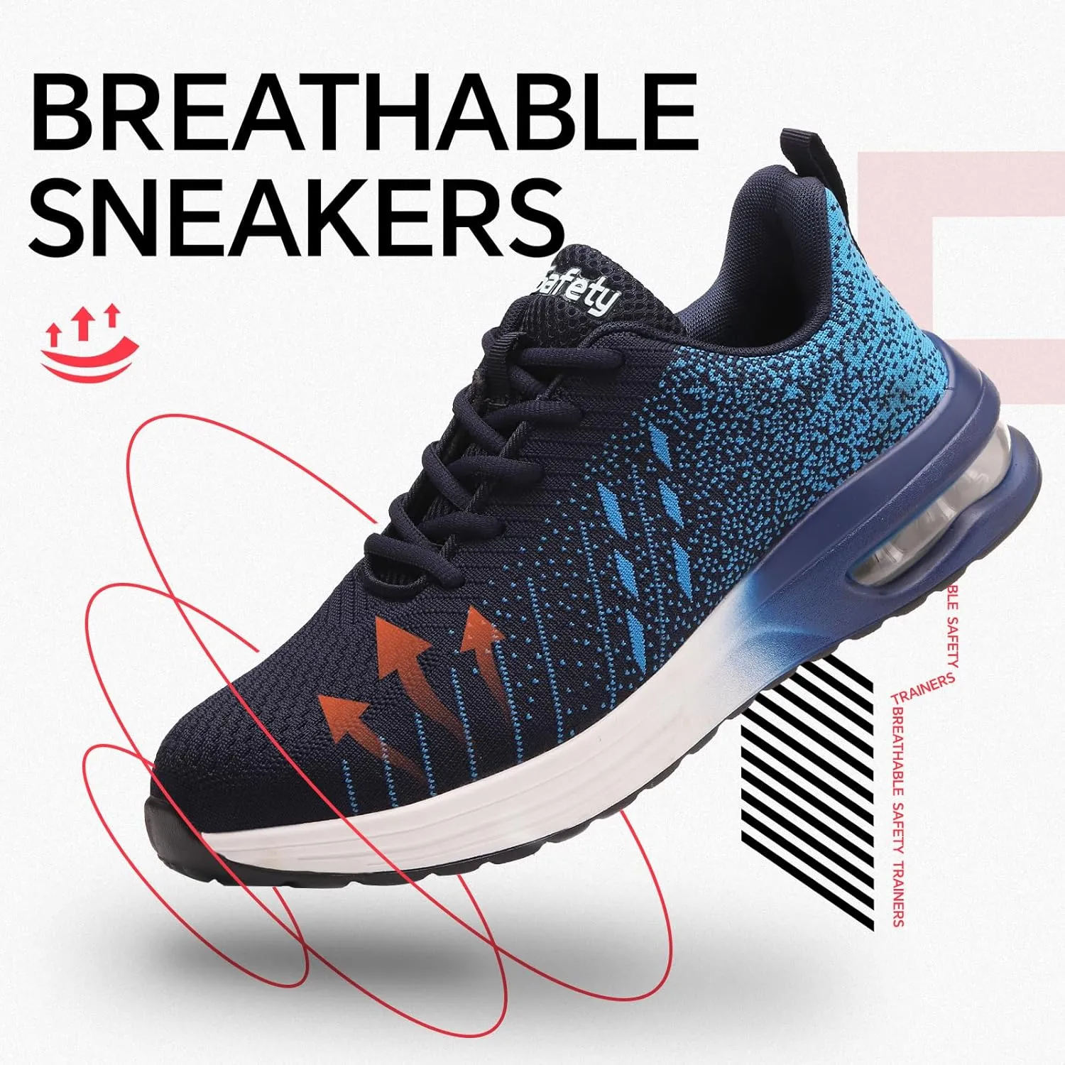 Furuian Steel Toe Shoes for Men Women with Air Cushion Safety Shoes Lightweight Composite Toe Shoes Non Slip Steel Toe Sneakers Indestructible Work Shoes