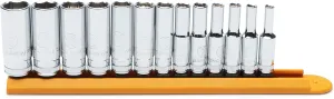 GEARWRENCH 13 Pc. 1/4" Drive 6 Pt. Socket Set, Deep, Metric - 80304
