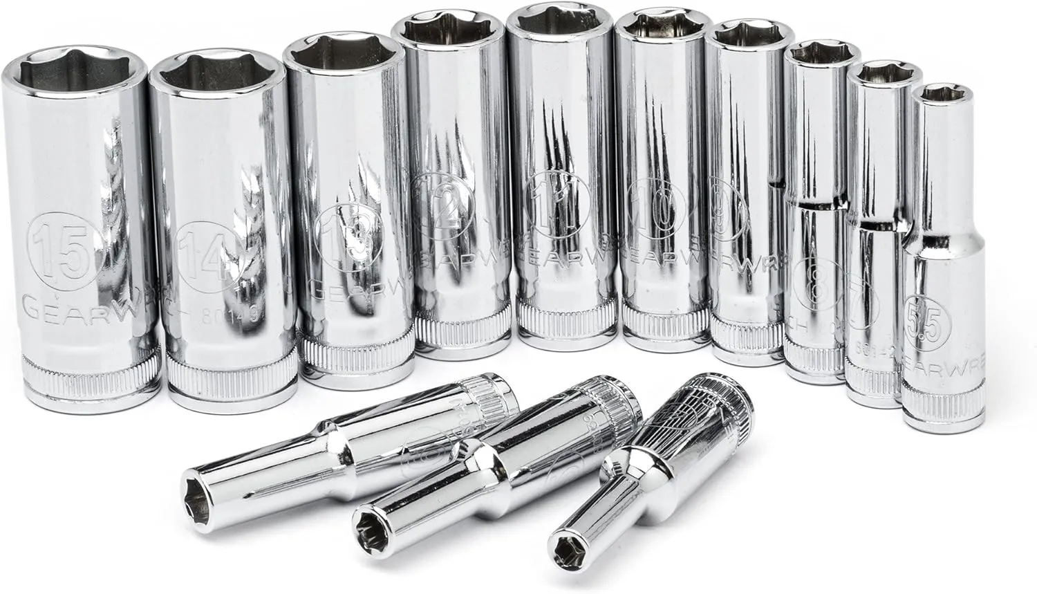 GEARWRENCH 13 Pc. 1/4" Drive 6 Pt. Socket Set, Deep, Metric - 80304