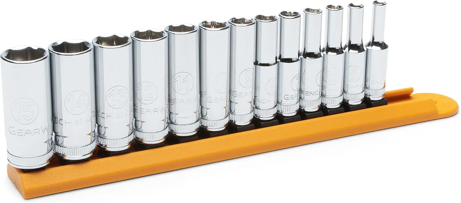 GEARWRENCH 13 Pc. 1/4" Drive 6 Pt. Socket Set, Deep, Metric - 80304