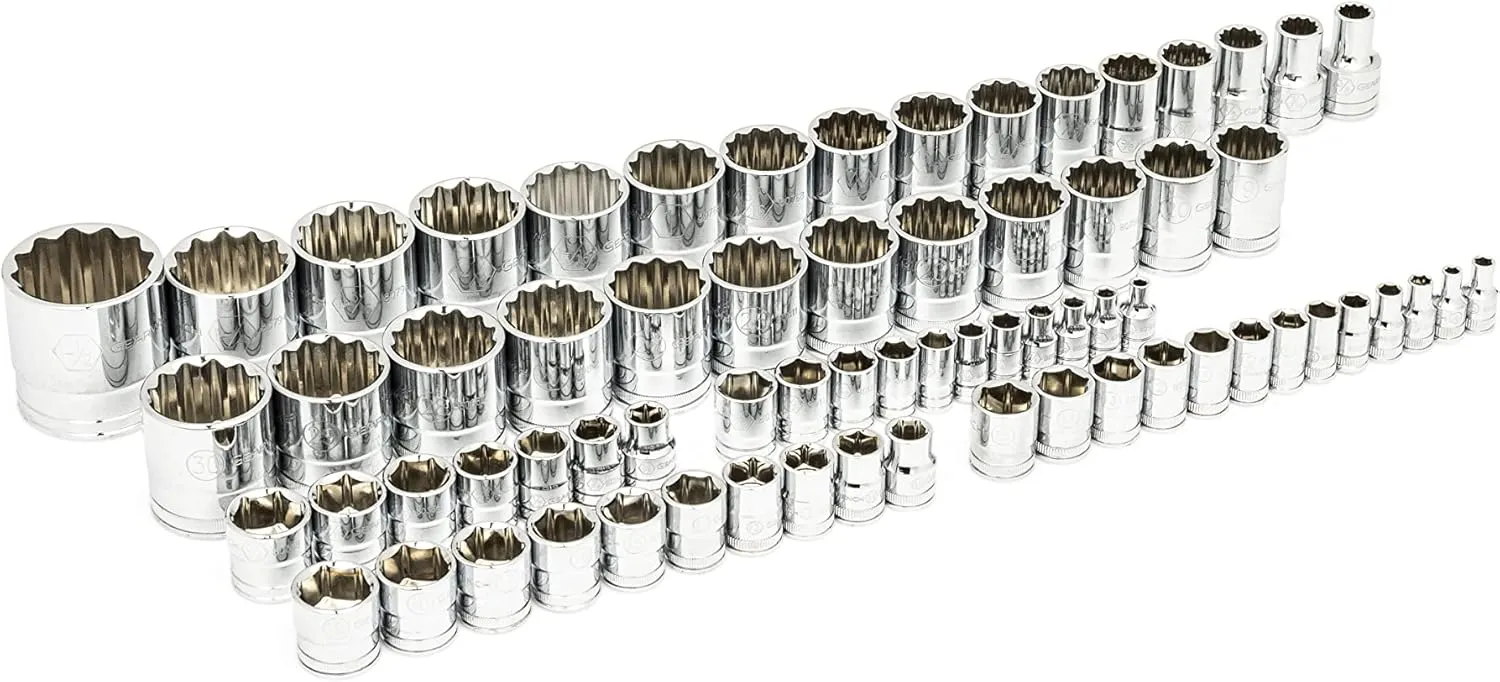 GEARWRENCH 83 Pc. 1/4, 3/8", 1/2" 90-Tooth SAE/Metric Mechanics Tool Set with EVA Foam Tray - 86529