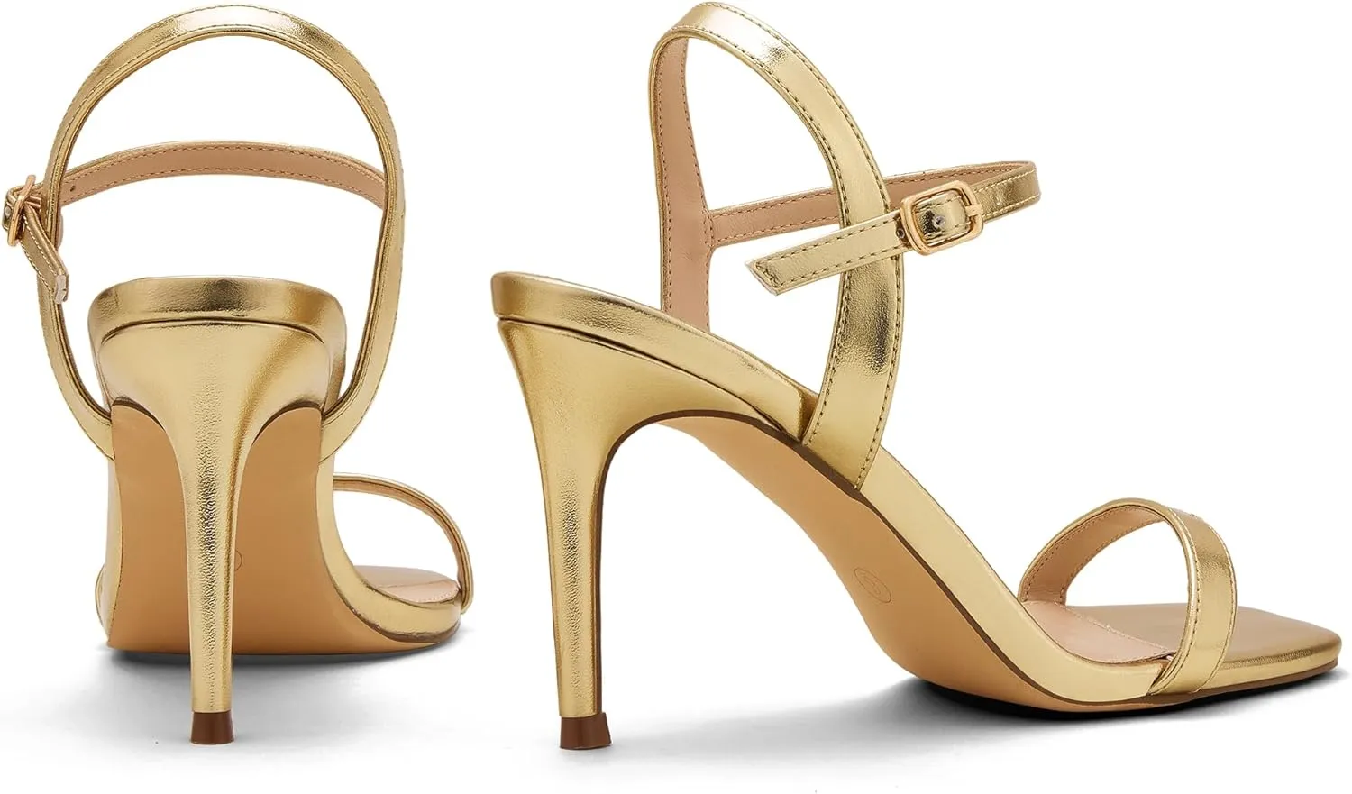 GENSHUO Women’s Strappy High Heeled Sandals 3 Inch Square Open Toe Stiletto Heels Slingback Shoes with Ankle Strap for Wedding Party Chic and Sexy