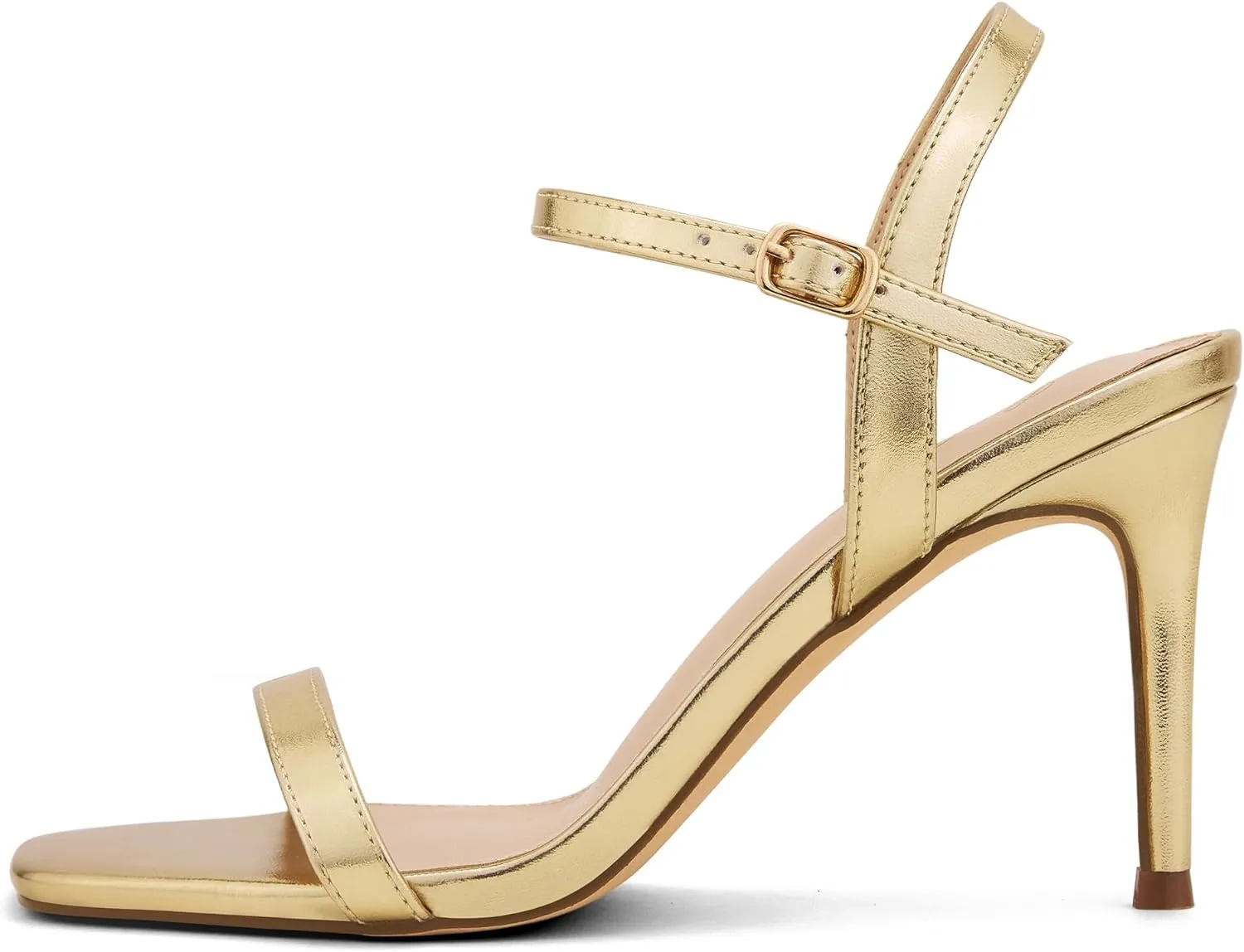 GENSHUO Women’s Strappy High Heeled Sandals 3 Inch Square Open Toe Stiletto Heels Slingback Shoes with Ankle Strap for Wedding Party Chic and Sexy