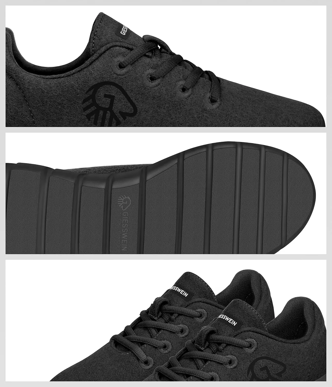 GIESSWEIN Merino Runners Men - Breathable Merino Wool 3D Stretch Sneakers, Lightweight Men's Casual Shoes with Replaceable Footbed