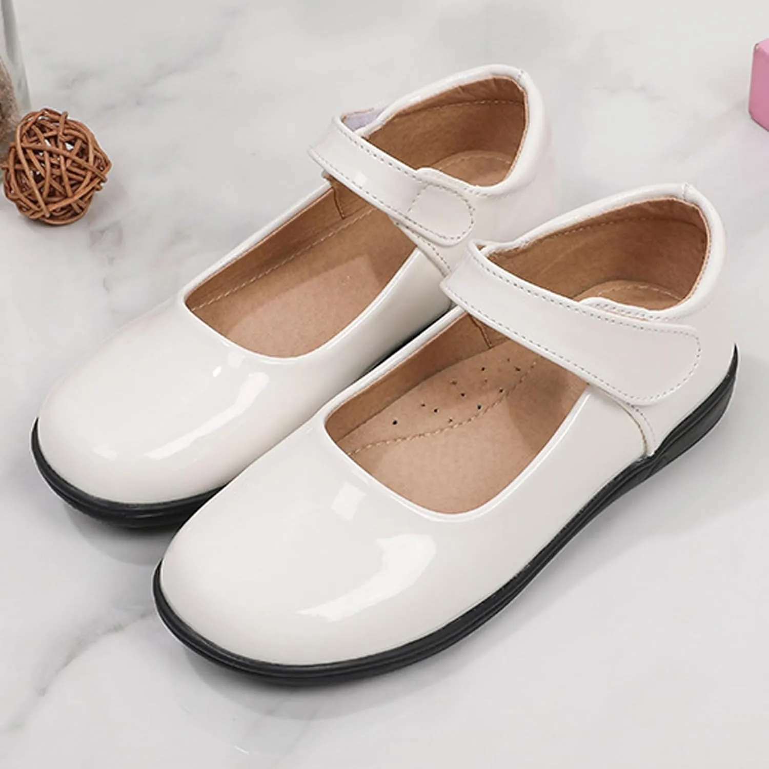 Girls Black School Uniform Dress Mary Jane Shoes Ballet Flats(Toddler/Little/Big Kid)