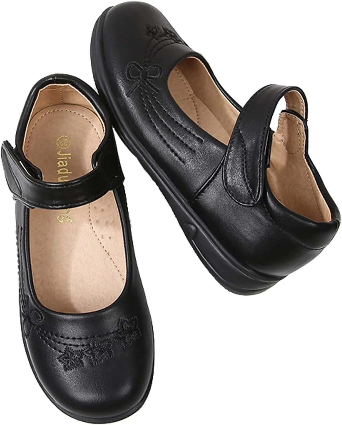 Girls Black School Uniform Dress Mary Jane Shoes Ballet Flats(Toddler/Little/Big Kid)