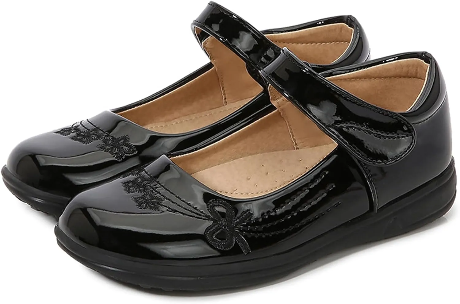 Girls Black School Uniform Dress Mary Jane Shoes Ballet Flats(Toddler/Little/Big Kid)