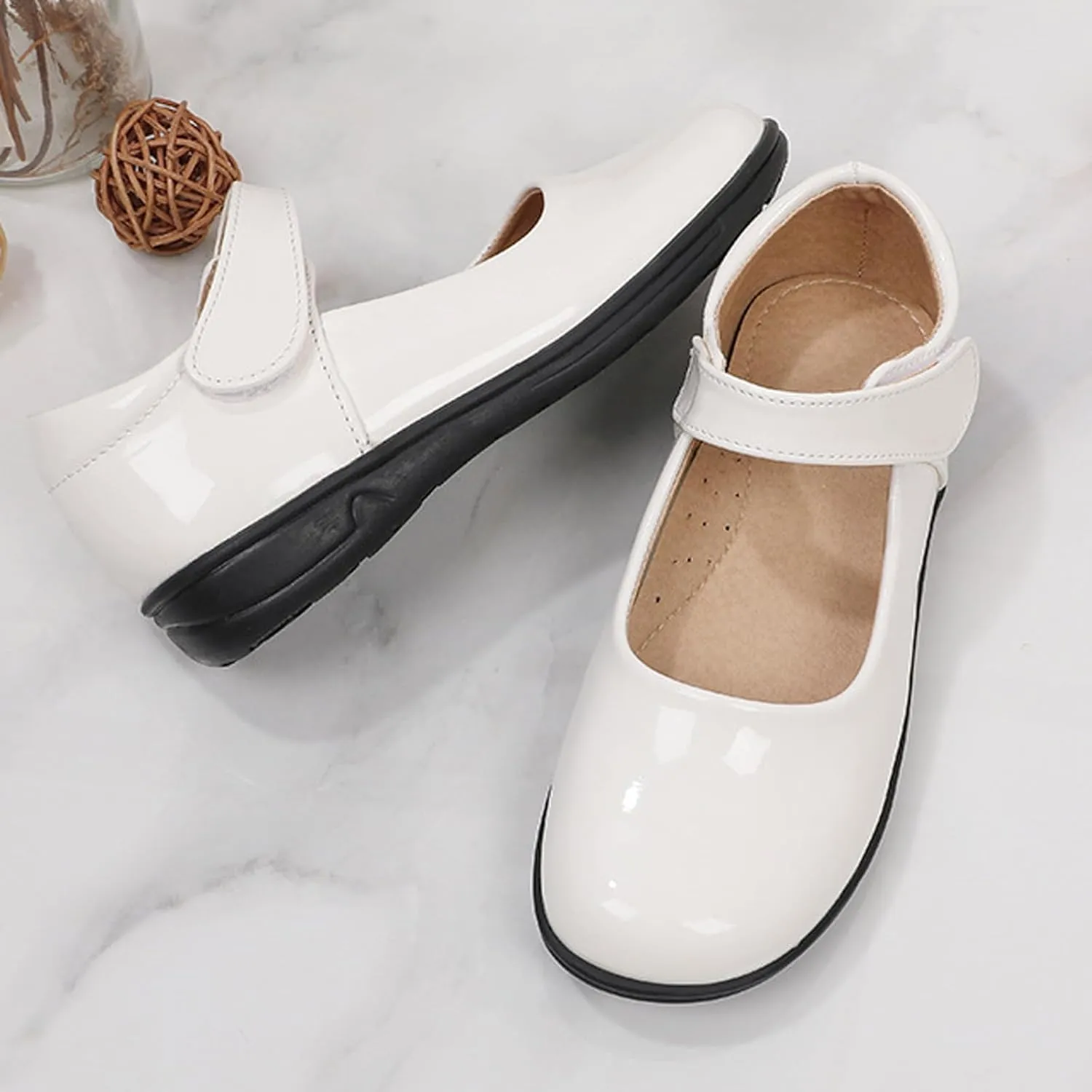 Girls Black School Uniform Dress Mary Jane Shoes Ballet Flats(Toddler/Little/Big Kid)