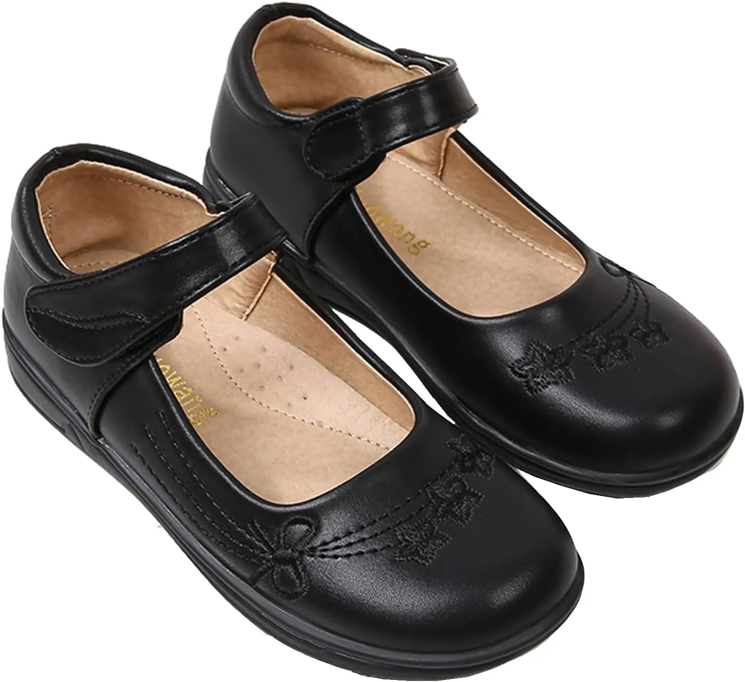 Girls Black School Uniform Dress Mary Jane Shoes Ballet Flats(Toddler/Little/Big Kid)