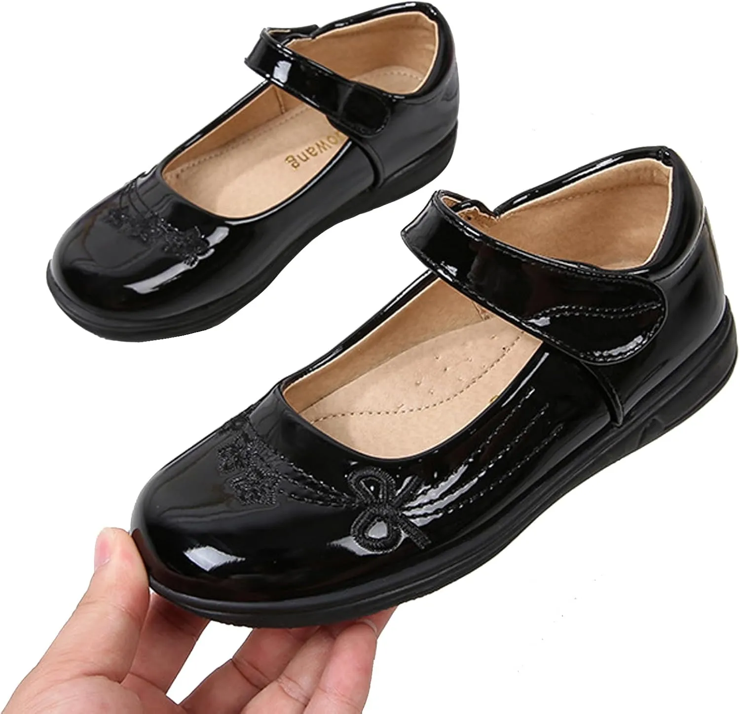 Girls Black School Uniform Dress Mary Jane Shoes Ballet Flats(Toddler/Little/Big Kid)