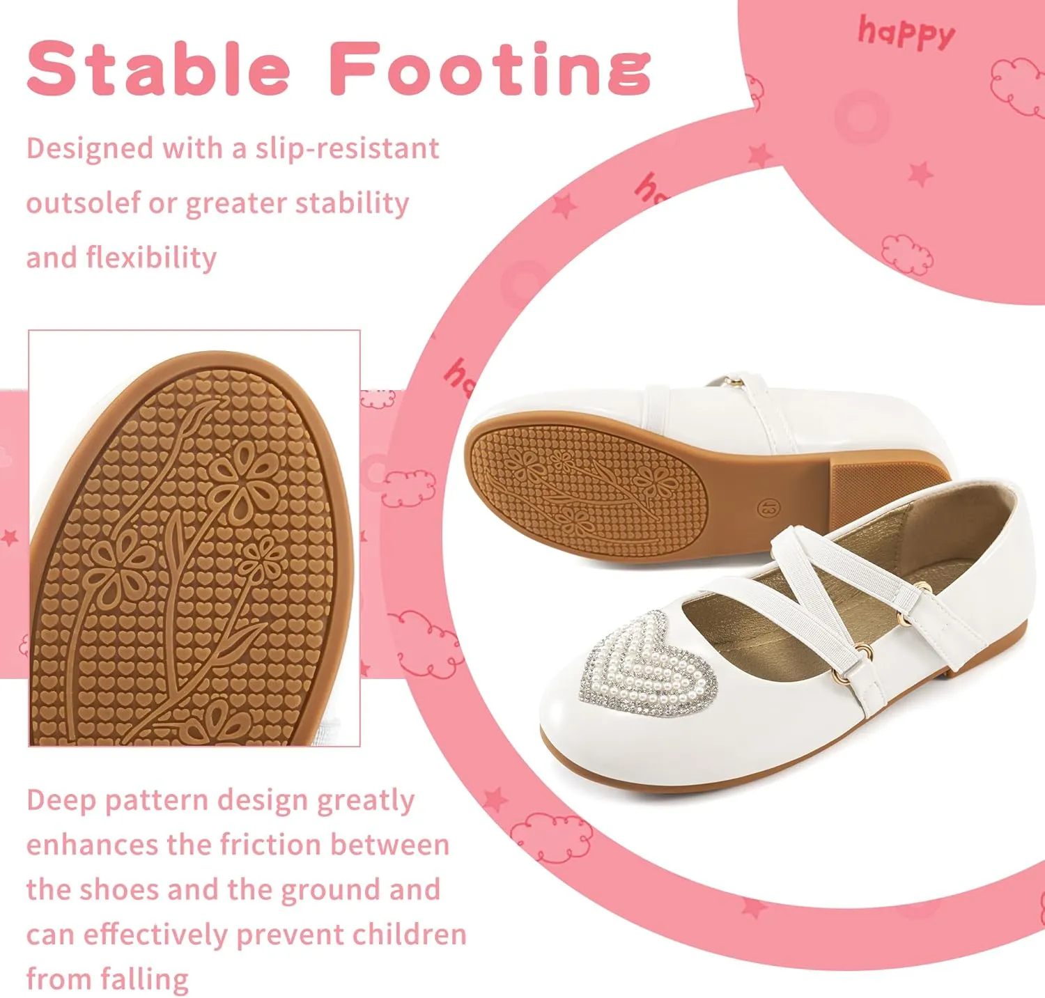 Girls Dress Shoes Flats: Little Kid Princess Flat for Birthday Wedding - Toddler Ballerina Shoe for School Walking