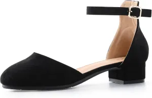 Girls Heels Closed Toe Chunky Sandals Formal Dress Shoes Flower Girl Ankle Strap Pointed Toe Heeled Little Big Kid Wedding Party School Pump Shoes