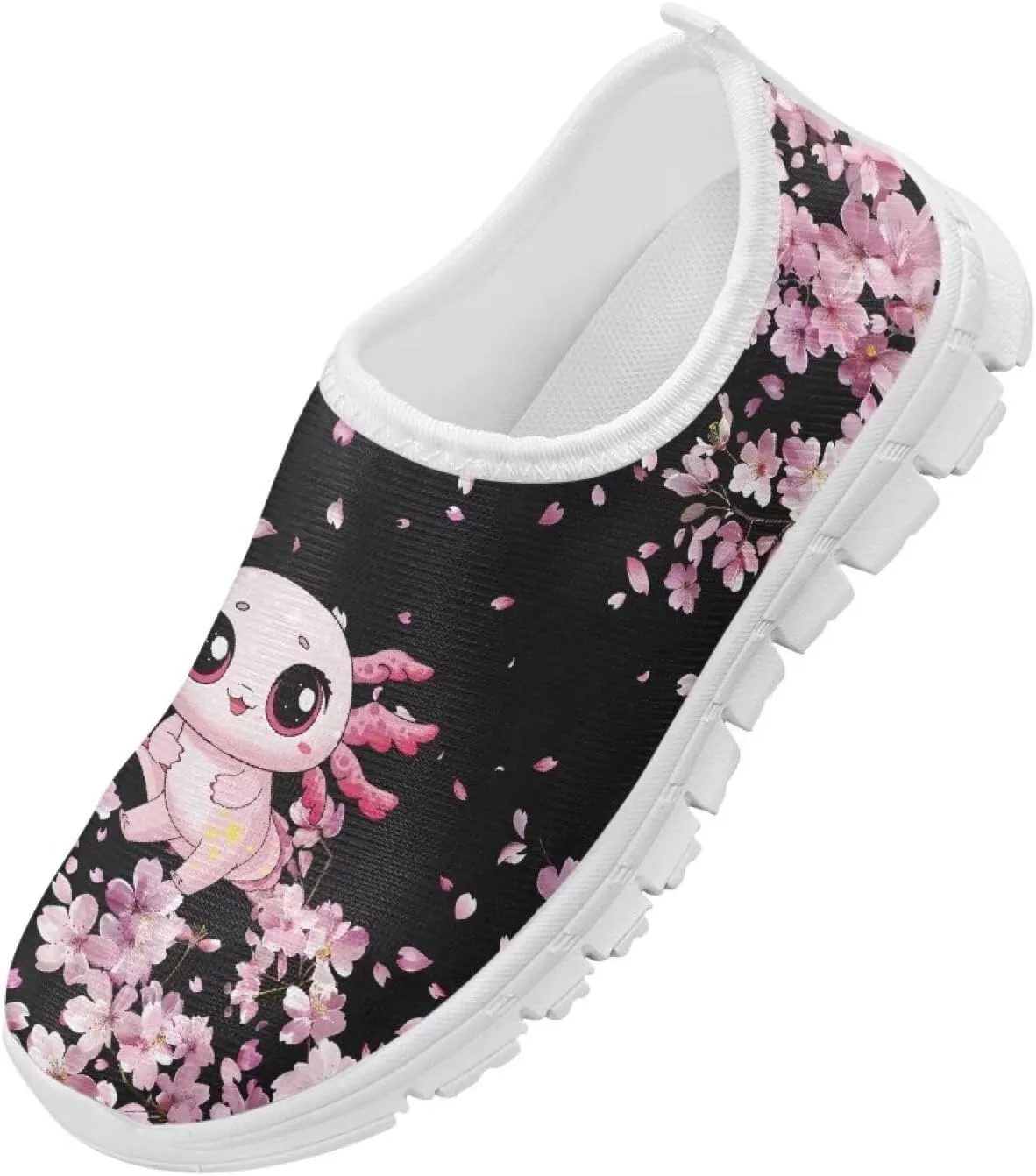 Girls Slip On Sneakers Cute Kids Tennis Running Shoes Axolotl Themed