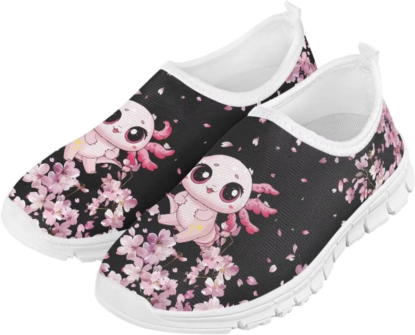 Girls Slip On Sneakers Cute Kids Tennis Running Shoes Axolotl Themed