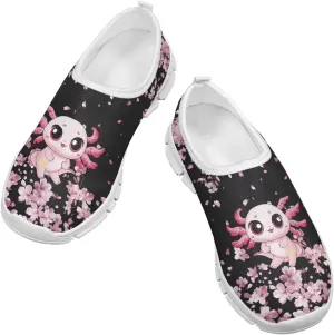 Girls Slip On Sneakers Cute Kids Tennis Running Shoes Axolotl Themed