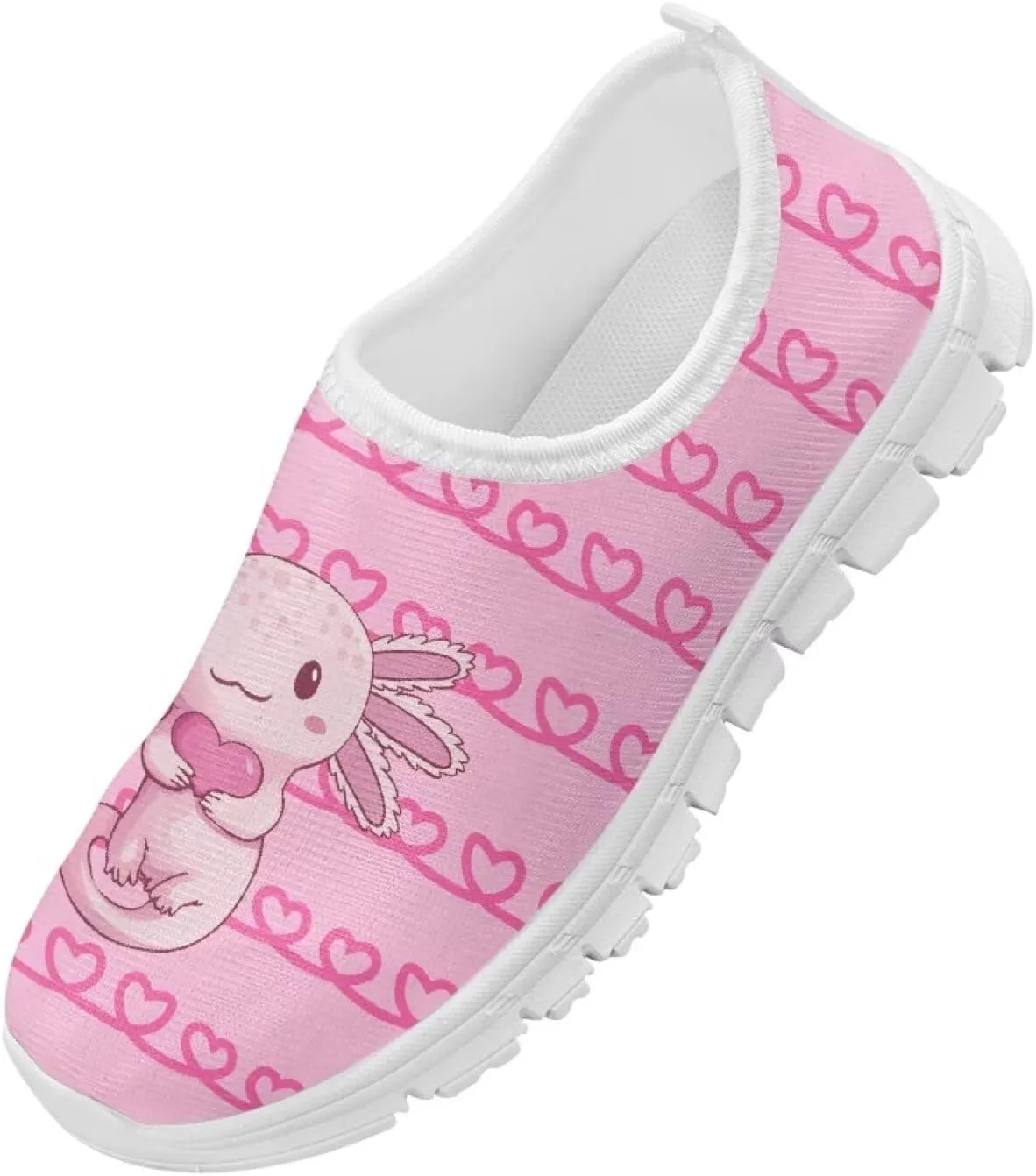 Girls Slip On Sneakers Cute Kids Tennis Running Shoes Axolotl Themed