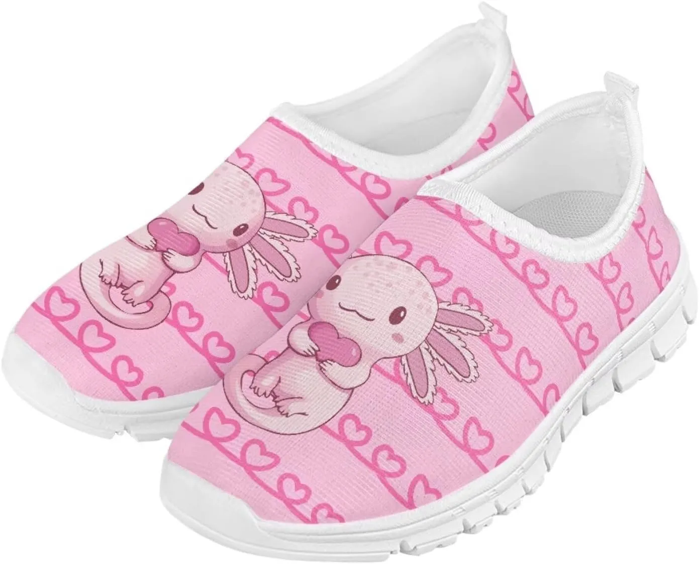 Girls Slip On Sneakers Cute Kids Tennis Running Shoes Axolotl Themed