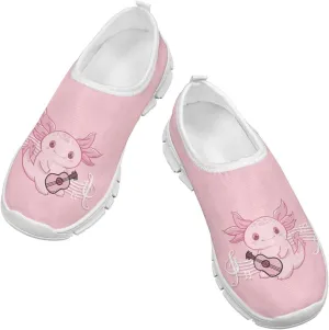 Girls Slip On Sneakers Cute Kids Tennis Running Shoes Axolotl Themed