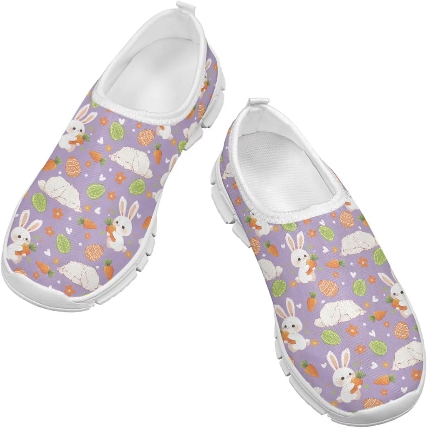 Girls Slip On Sneakers Easter Bunny Shoes for Girls Tennnis Gym Shoes