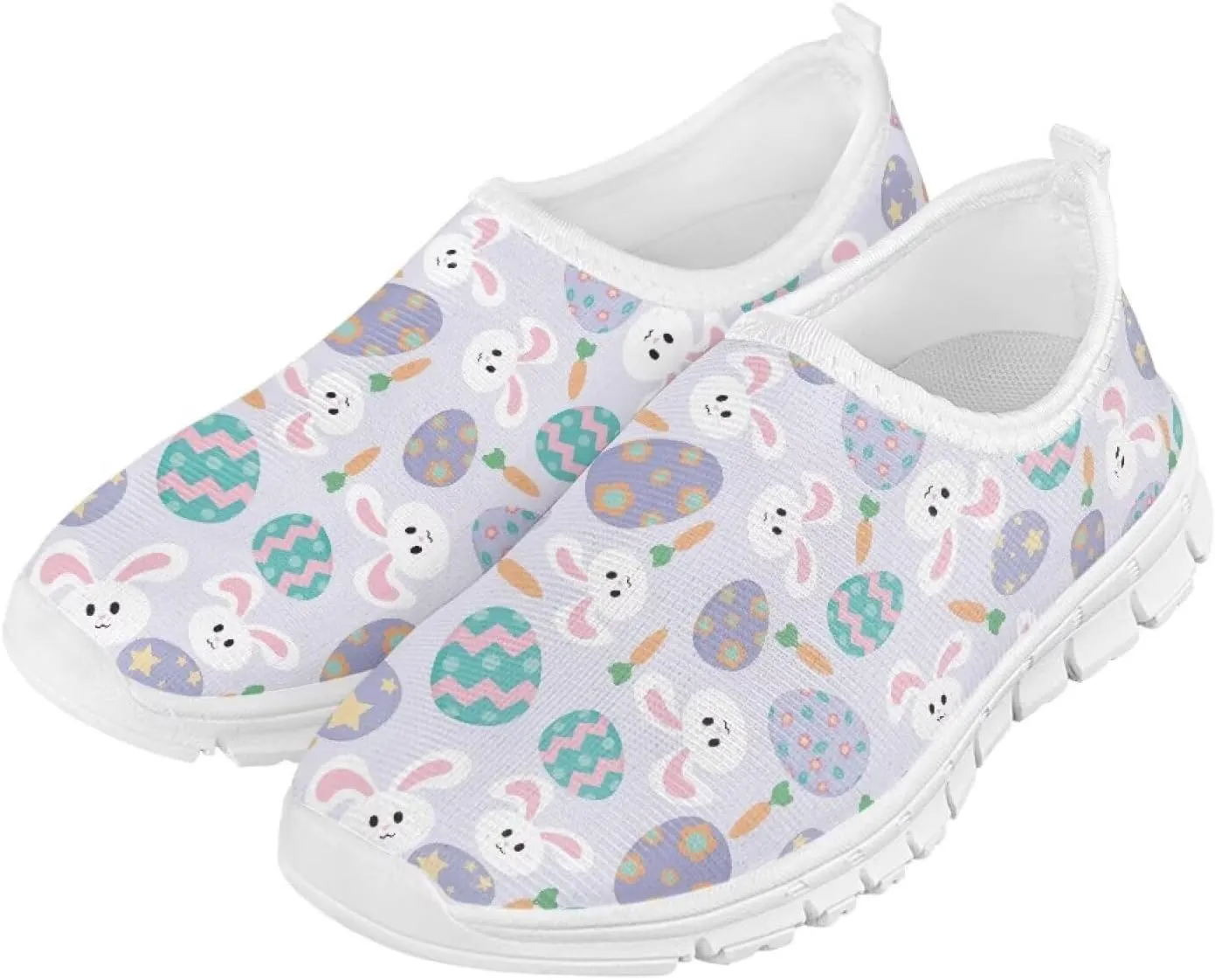 Girls Slip On Sneakers Easter Bunny Shoes for Girls Tennnis Gym Shoes