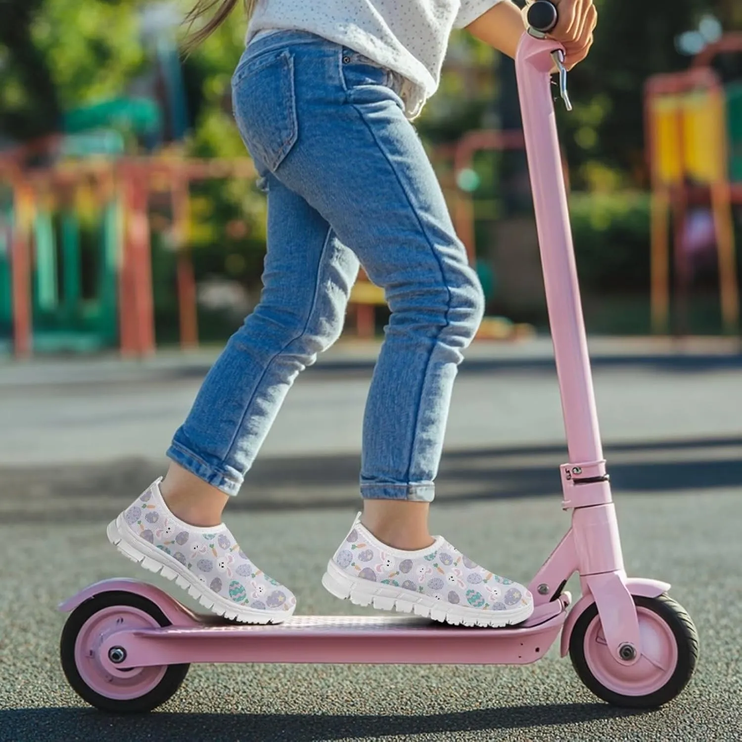 Girls Slip On Sneakers Easter Bunny Shoes for Girls Tennnis Gym Shoes