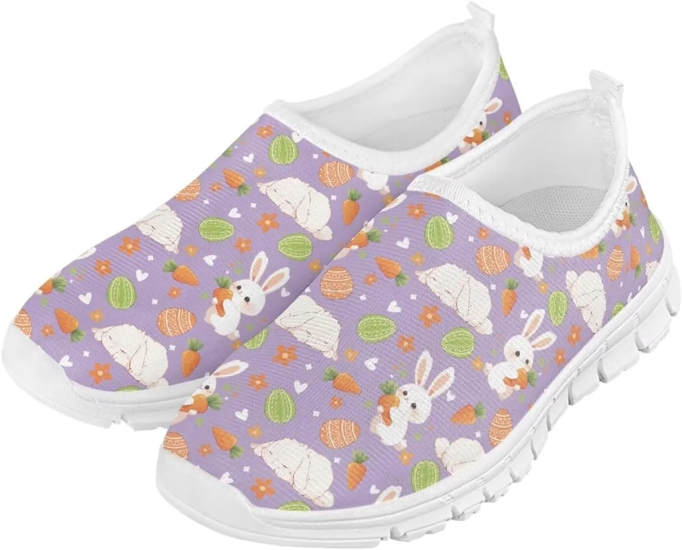 Girls Slip On Sneakers Easter Bunny Shoes for Girls Tennnis Gym Shoes