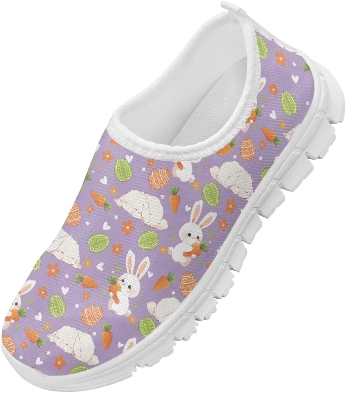Girls Slip On Sneakers Easter Bunny Shoes for Girls Tennnis Gym Shoes