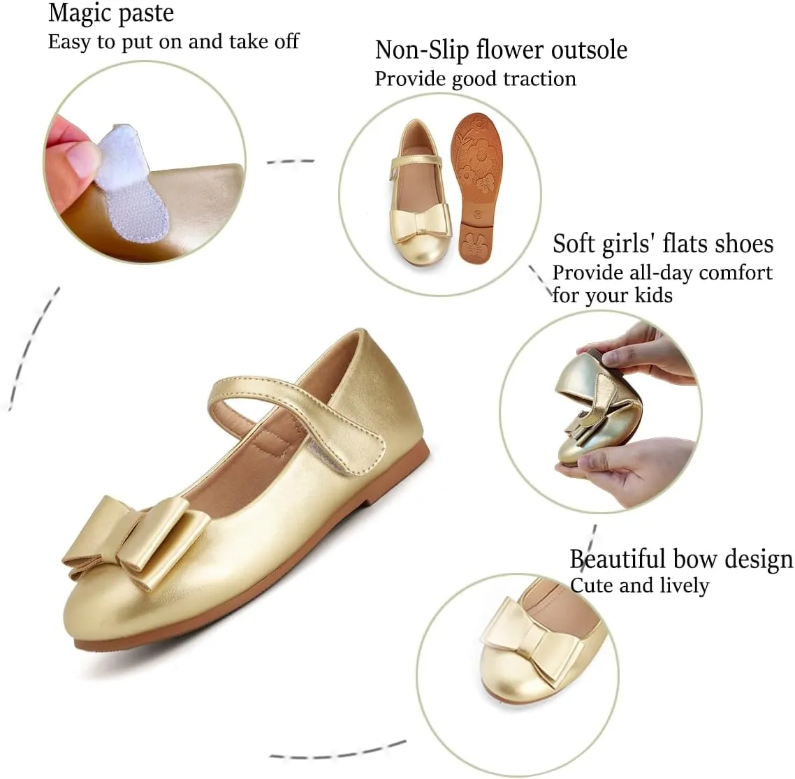 Girls Toddler Dress Shoes Ballet Mary Jane Flats for Baby Little Kids Girl