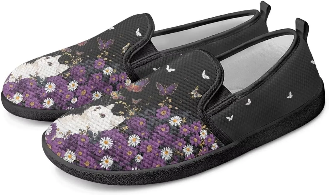 GOSTONG Women's Mesh Flats Slip On Wide Toe Walking Shoes Lightweight Non Slip Casual Loafers Comfort Travel Shoes Black Sole Size 6-11