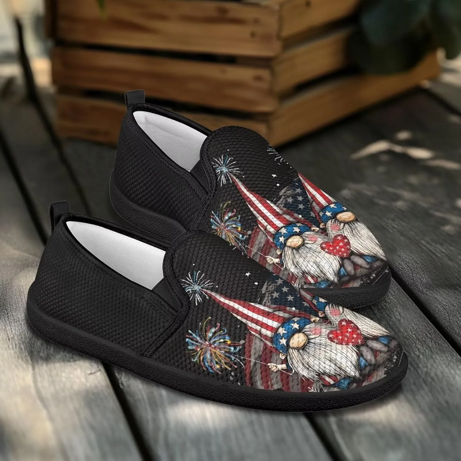 GOSTONG Women's Mesh Flats Slip On Wide Toe Walking Shoes Lightweight Non Slip Casual Loafers Comfort Travel Shoes Black Sole Size 6-11
