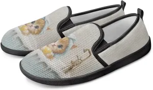 GOSTONG Women's Mesh Flats Slip On Wide Toe Walking Shoes Lightweight Non Slip Casual Loafers Comfort Travel Shoes Black Sole Size 6-11