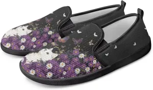 GOSTONG Women's Mesh Flats Slip On Wide Toe Walking Shoes Lightweight Non Slip Casual Loafers Comfort Travel Shoes Black Sole Size 6-11