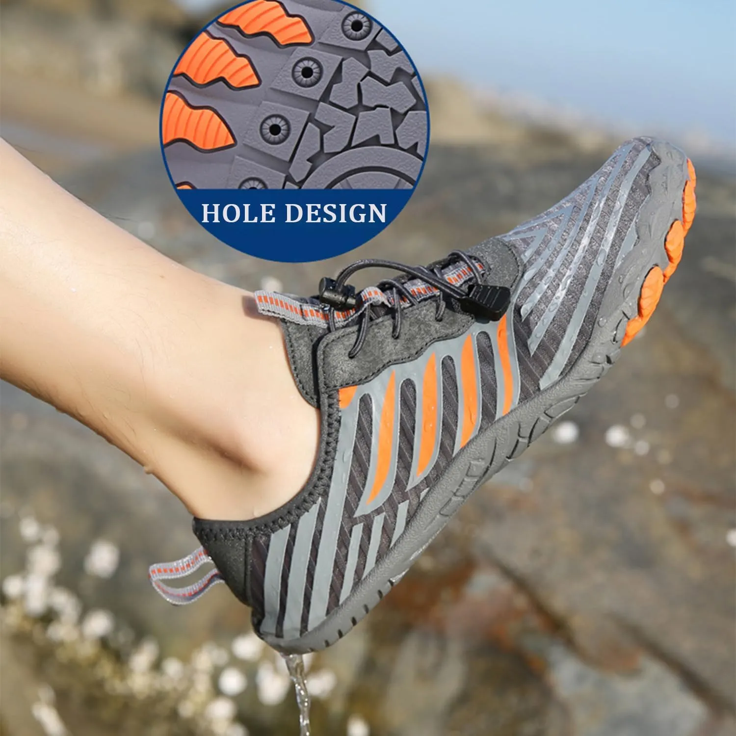 Grounded Barefoot Footwear for Women and Men, Non Slip Hikes Water Shoes for Neuropathy, Hiking Bare Foot Unisex, Foot Shaped Sneakers Wide Toe Box