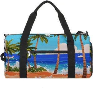 Gym Bag for Men Women Travel Duffle Bag Stamped Fish Motif Carry On Weekender Bag with Shoe Compartment
