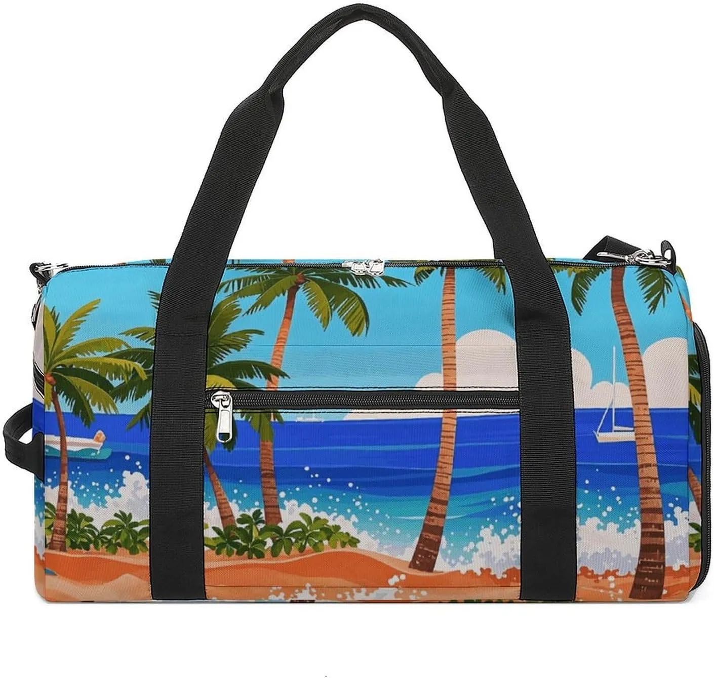 Gym Bag for Men Women Travel Duffle Bag Stamped Fish Motif Carry On Weekender Bag with Shoe Compartment