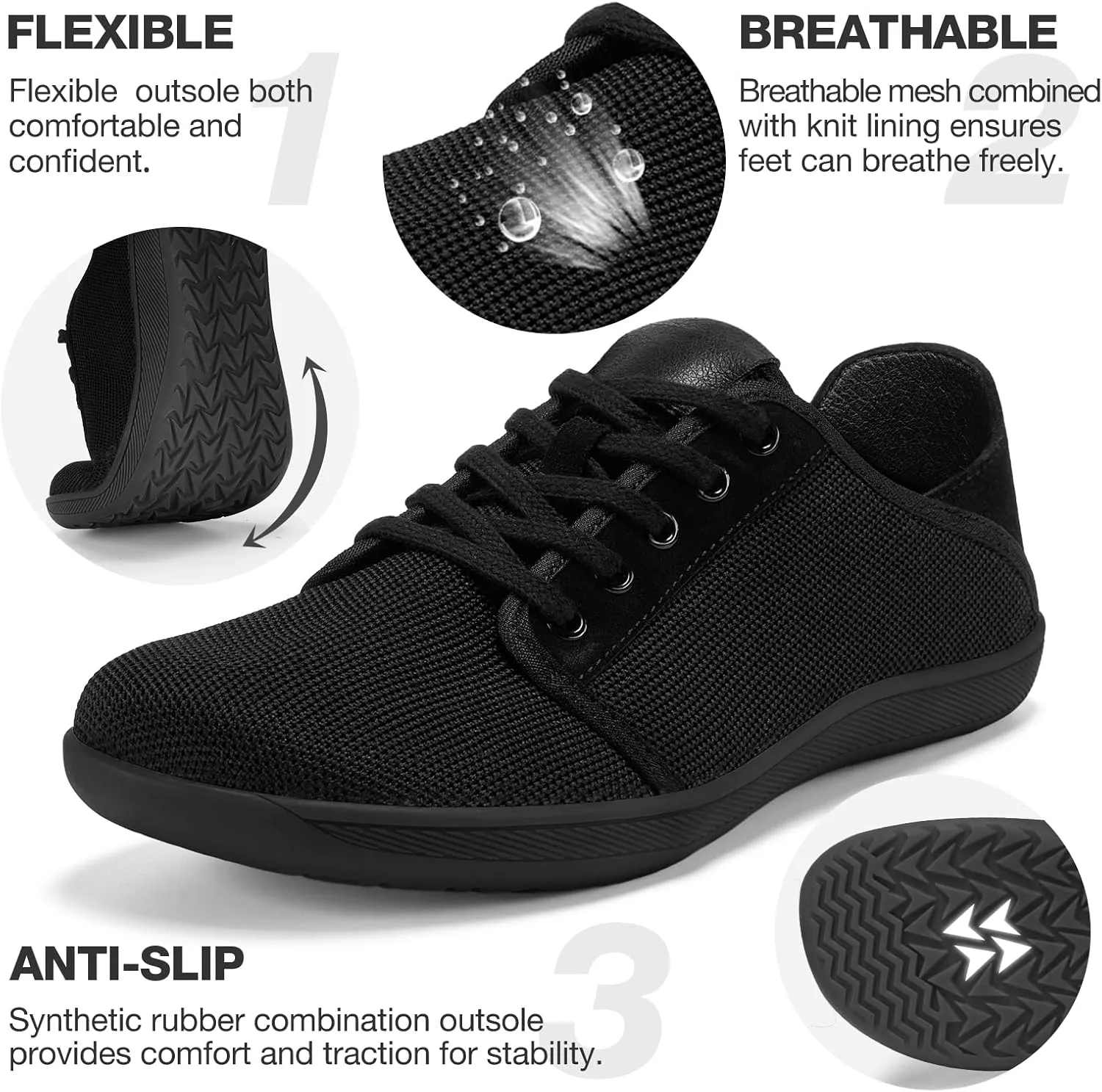 HEEZ Mens Wide Toe Barefoot Shoes 2 in 1 Slip on Mules and Breathable Sneakers for Men Lace Up Comfortable Walking Shoes