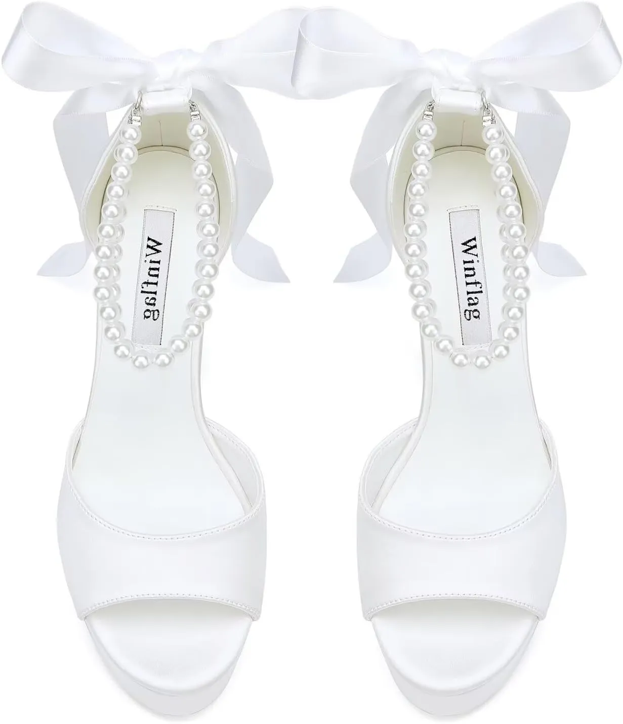 High Heel Platform Bridal Shoes Pearl Heels Wedding Shoes for Bride Platform Heeled Wedding Sandals