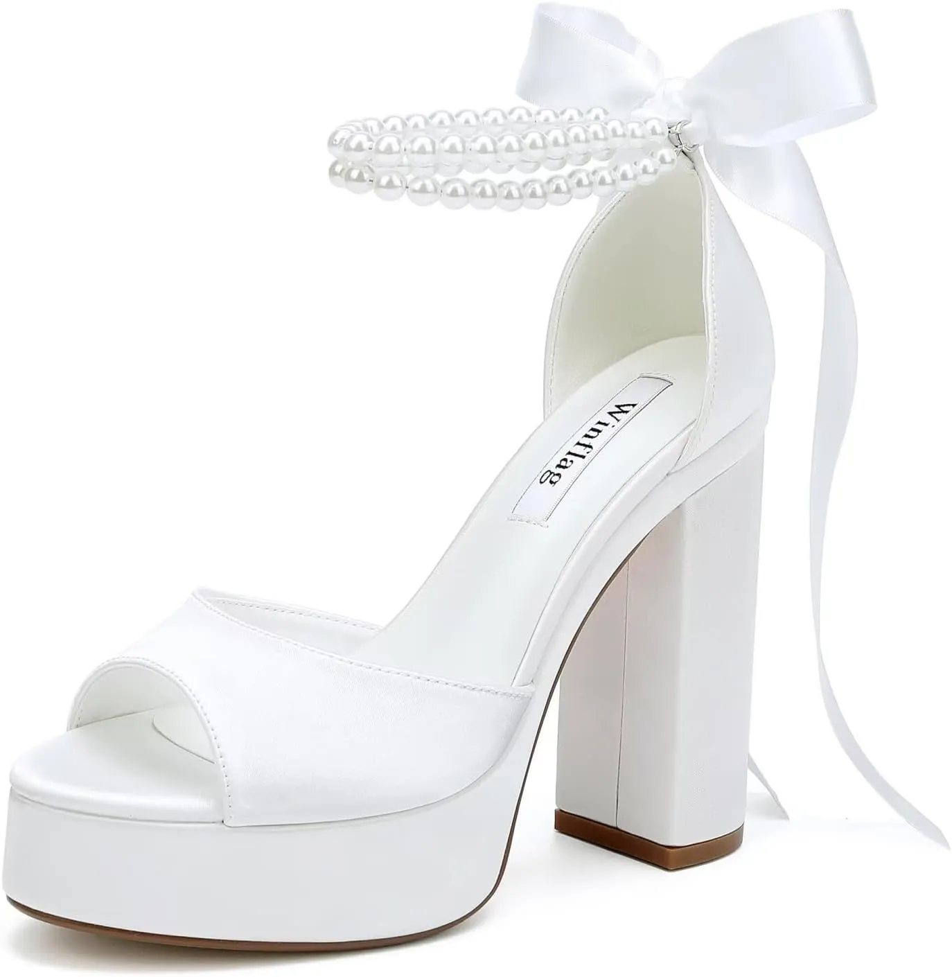 High Heel Platform Bridal Shoes Pearl Heels Wedding Shoes for Bride Platform Heeled Wedding Sandals