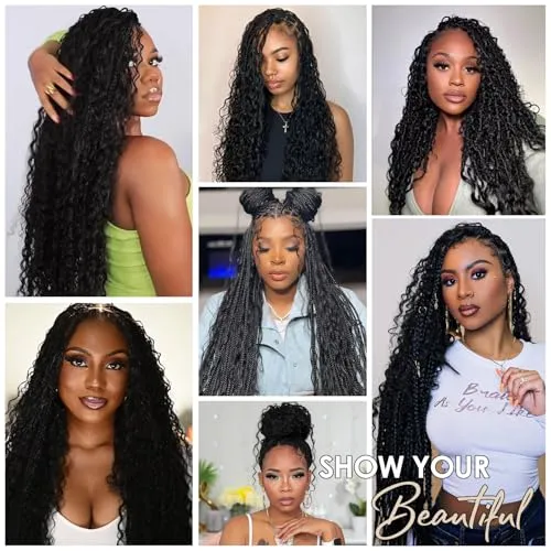 Human Braiding Hair Mixed Synthetic Braiding Hair for Boho Braids 2Bundles 130g Water Wave Bulk Human Hair for Braiding No Weft Hair Extensions Wet and Wavy Braiding Hair 18inch(1B)