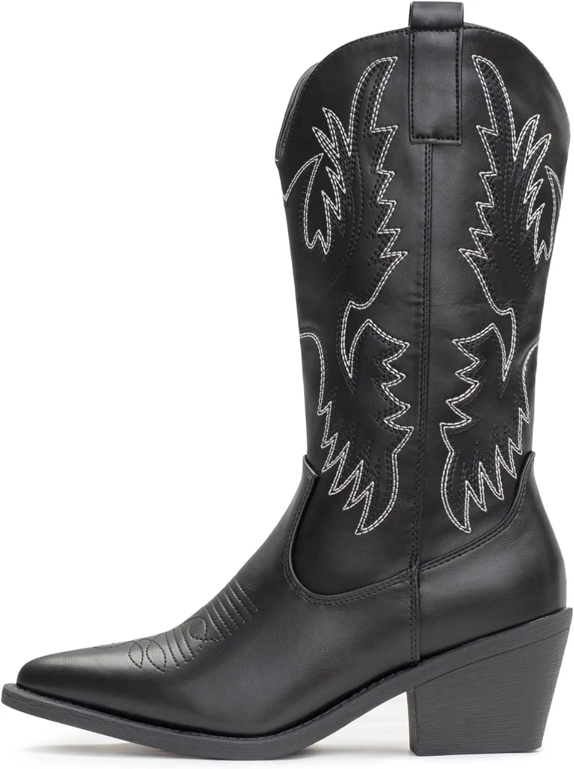 IUV Cowboy Boots For Women Western Cowgirl Boots Pull On Pointy Toe Mid Calf
